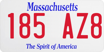 MA license plate 185AZ8