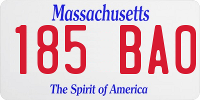 MA license plate 185BA0