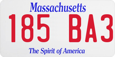 MA license plate 185BA3