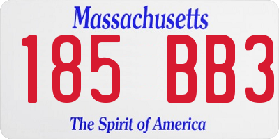 MA license plate 185BB3