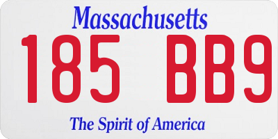 MA license plate 185BB9