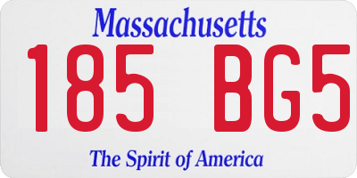 MA license plate 185BG5
