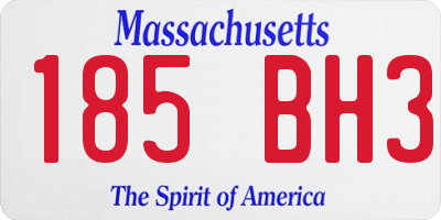 MA license plate 185BH3