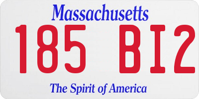 MA license plate 185BI2
