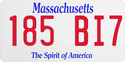 MA license plate 185BI7