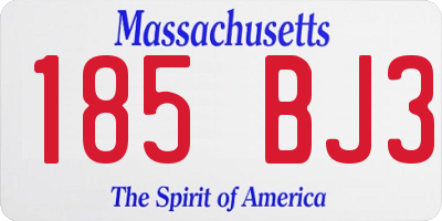 MA license plate 185BJ3