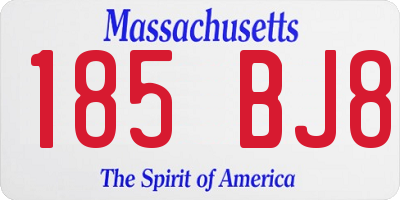 MA license plate 185BJ8