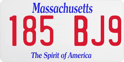 MA license plate 185BJ9