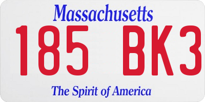 MA license plate 185BK3