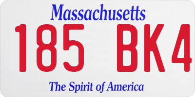 MA license plate 185BK4