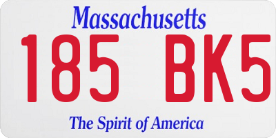 MA license plate 185BK5