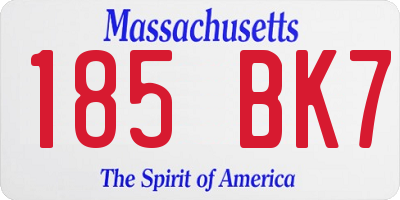 MA license plate 185BK7