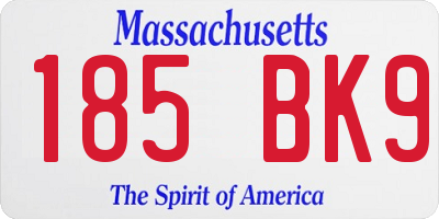 MA license plate 185BK9