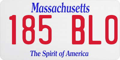 MA license plate 185BL0