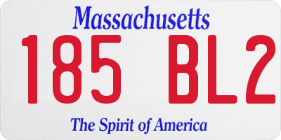 MA license plate 185BL2