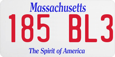 MA license plate 185BL3