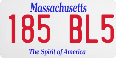MA license plate 185BL5