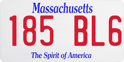 MA license plate 185BL6