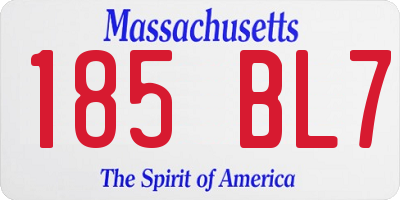 MA license plate 185BL7
