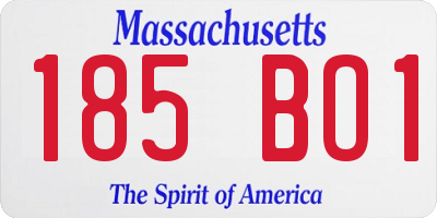 MA license plate 185BO1