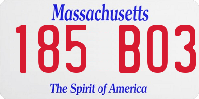 MA license plate 185BO3