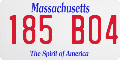 MA license plate 185BO4