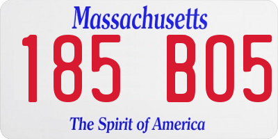 MA license plate 185BO5