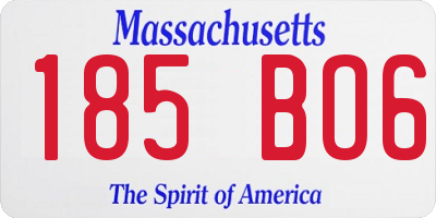 MA license plate 185BO6
