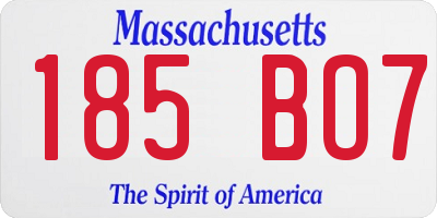 MA license plate 185BO7
