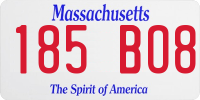 MA license plate 185BO8