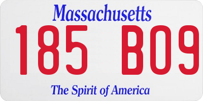 MA license plate 185BO9