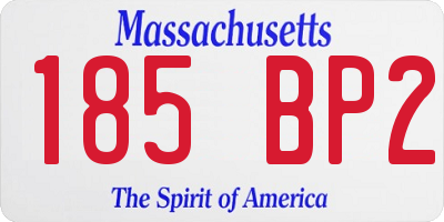MA license plate 185BP2