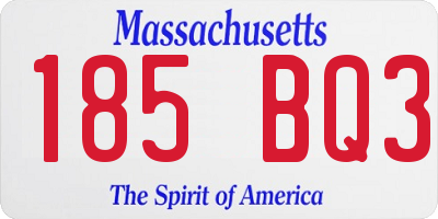 MA license plate 185BQ3