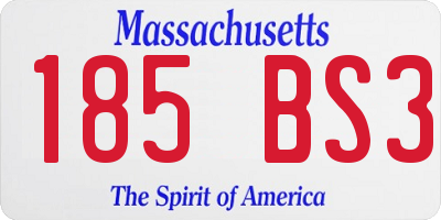 MA license plate 185BS3