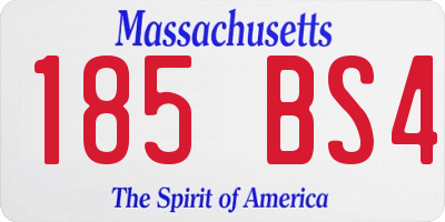 MA license plate 185BS4