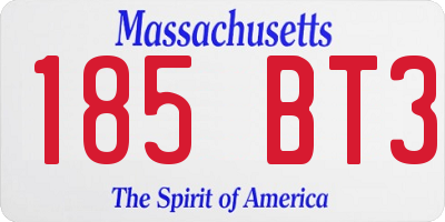 MA license plate 185BT3