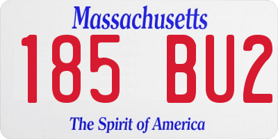 MA license plate 185BU2