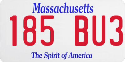 MA license plate 185BU3