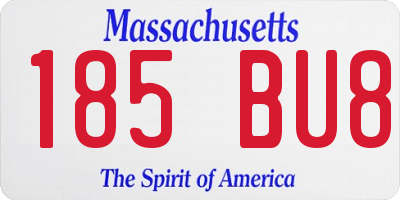 MA license plate 185BU8