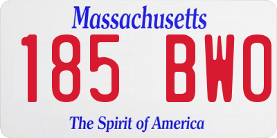 MA license plate 185BW0