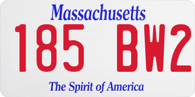 MA license plate 185BW2