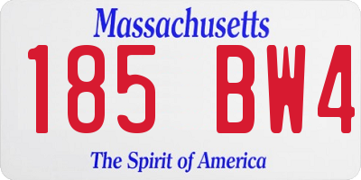 MA license plate 185BW4