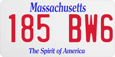 MA license plate 185BW6