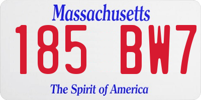 MA license plate 185BW7