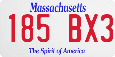 MA license plate 185BX3