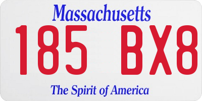 MA license plate 185BX8