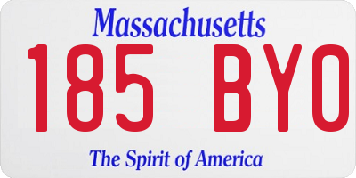 MA license plate 185BY0