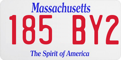 MA license plate 185BY2
