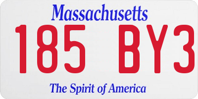 MA license plate 185BY3