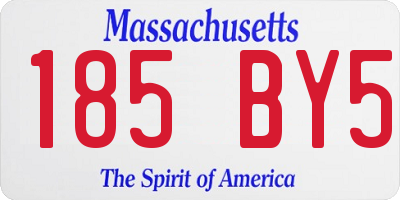MA license plate 185BY5
